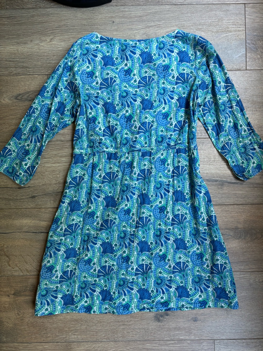 Gretchen Scott Blue Paisley Resort Dress XS | Boho Tunic Mini Coverup - Picture 15 of 15